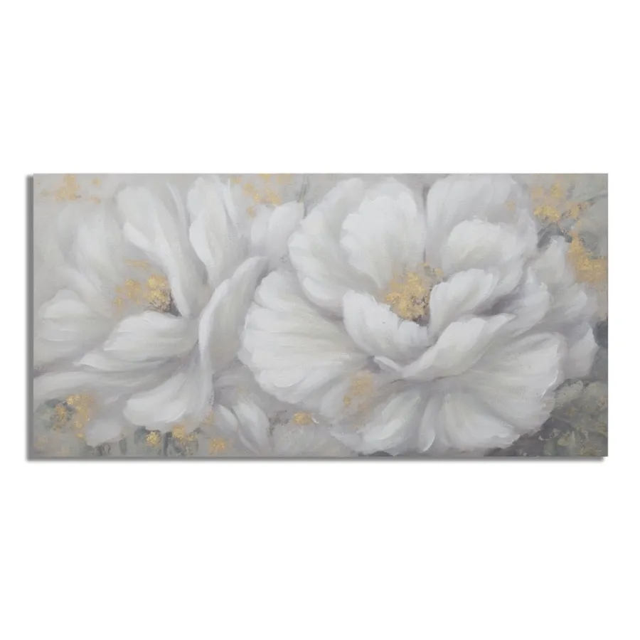 OBRAZ NA PŁÓTNIE WHITE/GOLD FLOWER 140X3,7X70 cm